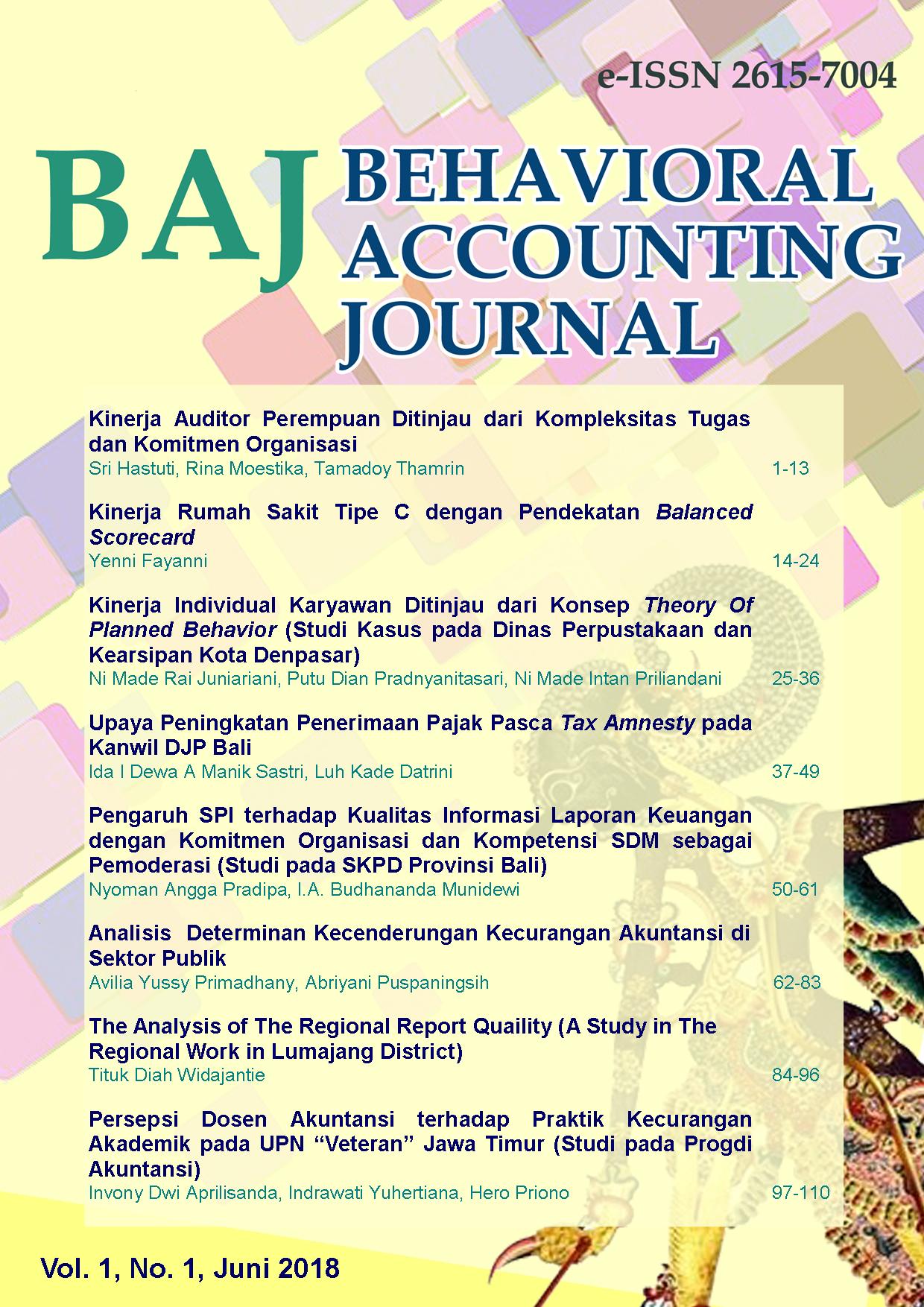 					View Vol. 1 No. 1 (2018): Behavioral Accounting Journal
				